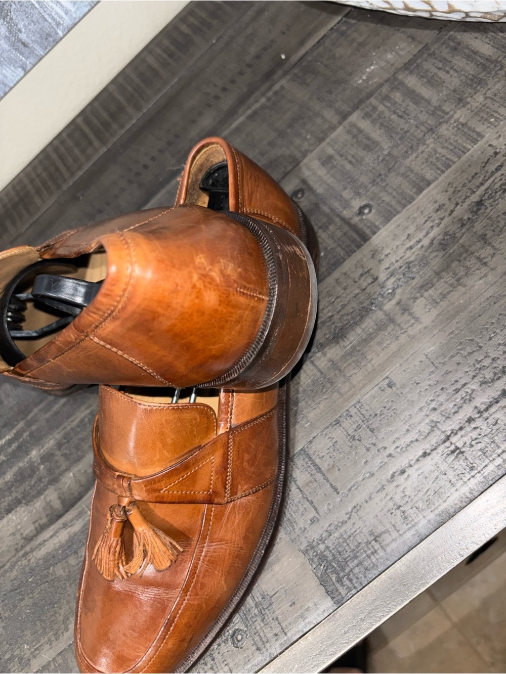 Johnston & Murphy brown leather tassel loafers MENS SZ 10M - Picture 3 of 12